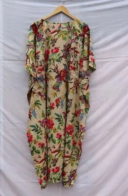 Beautiful Cotton Kaftan Indian Long Kaftan DressHippie Style MaxiWomen's Dress • $44.41