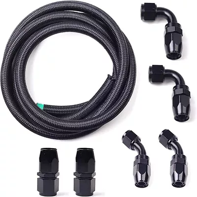 12FT 10AN Hose Nylon Stainless Steel Braided CPE Oil Fuel Line Hose Fittings Kit • $44.55