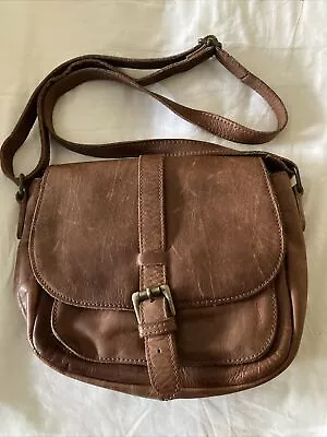 £15 • Buy Gorgeous Fat Face Genuine Tan Brown Leather Saddle Crossbody Messenger Bag