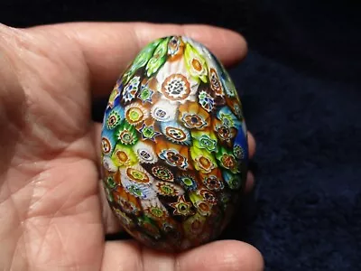 Vintage Murano Glass Millefiori Satin Glass Egg Paper Weight Made In Italy • $29.99