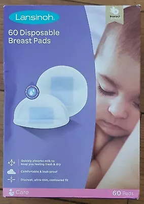 Disposable Breast Pads Pack Of 60 For Nursing Breastfeeding Mothers Lansinoh • £5