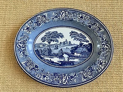 Vintage Daher Decorated Ware Blue Willow Tin Oval Serving Plate Wall Plate 13” • $18.50