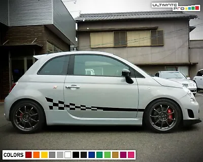 Stickers Decal For FIAT 500 ABARTH Stripes Lip Side Carbon Wavy Flag Tune Racing • $124.81