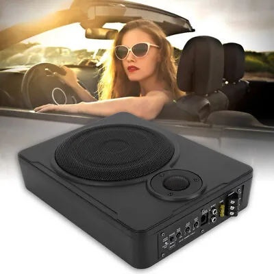 8 In 600W Low Profile Under-Seat Active Powered Car Subwoofer Sub +Amp Kit Black • $75