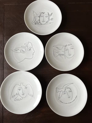 $125 • Buy Rare Pablo Picasso Limoges Commemorative Plates, Set Of 5  - All 9 7/8 
