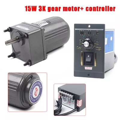 110V 15W 1:3 0-450 RPM Electric AC Gear Motor + Variable Speed Controller Motor • $62.70