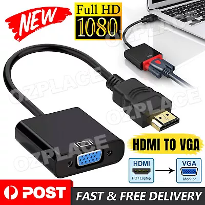 1080P HDMI Male To VGA Female Video Adapter Cable Converter Chipset Built-in AU • $4.95