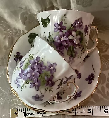 2 Hammersley Bone China Cups And Saucers Victorian Violets • £20