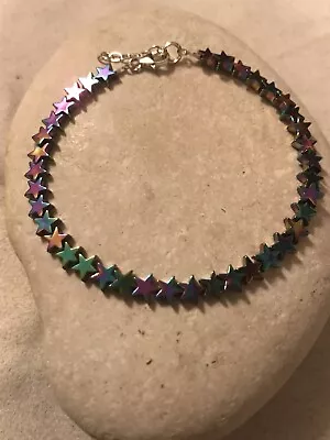 Rainbow Hematite Stars 925 Sterling Silver Women Bracelet Gift Bag - Free UK P&P • £7.78