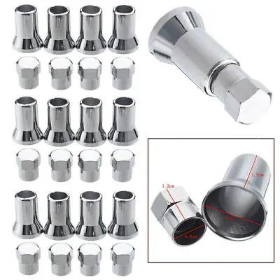 24x Car Tire Wheel Tyre Valve Stem Hex Caps Sleeve Cover Chrome Silver Accessory • $7.91