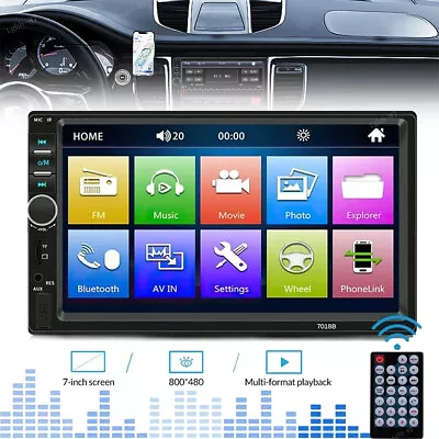 7  HD MP5 Player Digital Display Bluetooth TouchScreen Double 2DIN Car Stereo FM • $29.85