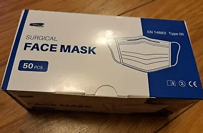 Surgical Face Mask Disposable Topgene 3-ply Type IIR 50 Free Postage UK • £7.98