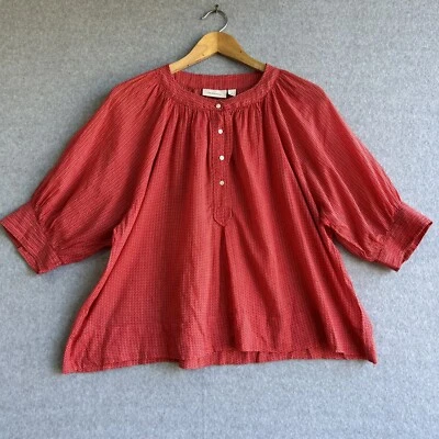 $29.99 • Buy COUNTRY ROAD Size L Red White Geo Heart Print 100% Cotton Half Sleeve Blouse