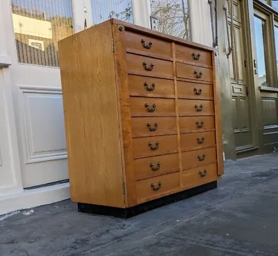 1950s Oak Haberdashery Cabinet/ Bank Of Drawers Vintage/Retro With Locking Key. • £750