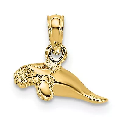 14k Yellow Gold Miniature 3-D Manatee Charm Pendant • $150.99