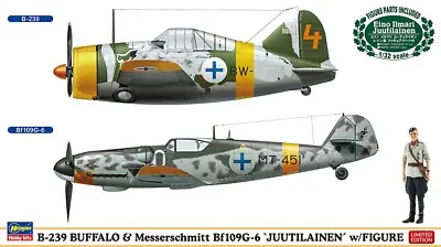 1/72 B-239 Buffalo & Bf109G-6 Finnish Ace JUUTILAINEN ~ Hasegawa  Combo 2 Kits • $39.95