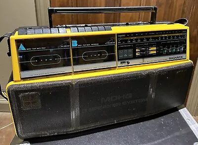 Vintage 1987 Magnavox D-8300 Yellow Boombox Dual Cassette Tape D8300 Project • $9.99