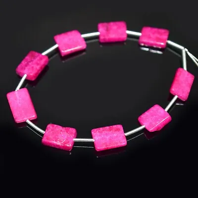 Beautiful A++ Pink Ruby Smooth Rectangle Gemstone 6  Beads For Craft Making • $13.15