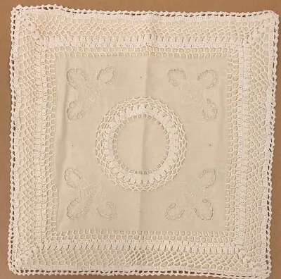 Cream Lace Crochet Antique Cushion Covers Two Pack Vintage 40cm X 40cm • £12.99