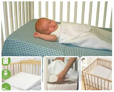 Cot Bed Wedge Pillow Flat Head Anti Reflux-Spit Milk Colic Cushion 70x33x7.5 CM • £19.99