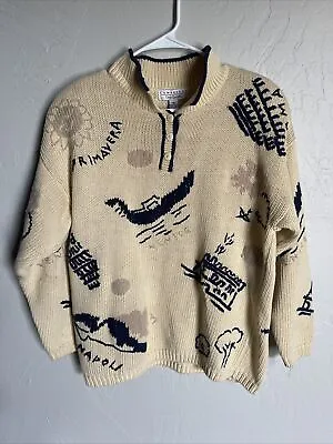 $29.90 • Buy Vintage Cambridge Dry Goods Medium Embroidered Knit Button Up Chunky Sweater