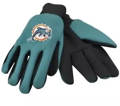 Miami Dolphins NFL Team Logo Adult Size Utility Gloves No Slip Grip Retro • $15.99