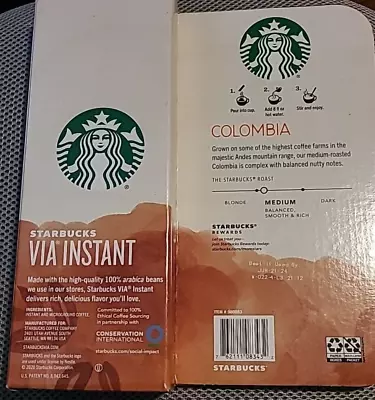 Starbucks VIA Instant Columbia Coffee Medium Roast 26 Ct Box FRESH • $24.99