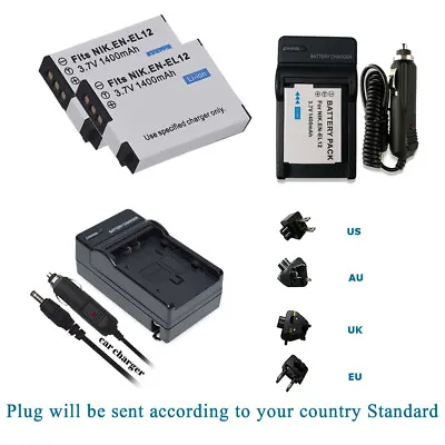 EN-EL12 Battery / Charger For Nikon Coolpix AW130A900W300P340S9900S8200S31 • $8.79