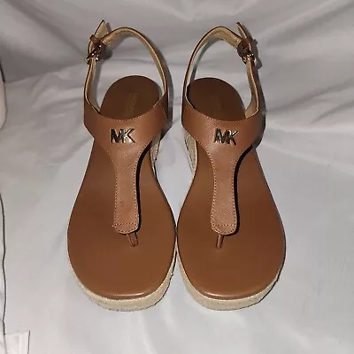 Michael Kors Laney Saffiano Leather Espadrille Wedge Sandal • $99