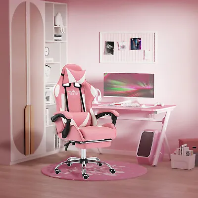 £99.90 • Buy Racing Gaming Computer Girls Pink Recliner Office Swivel PU Leather Lift Chair