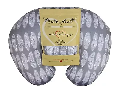 Adorology Nursing Pillow Slipcover 100% Minky Polyester In Gray White Feathers   • $11.99