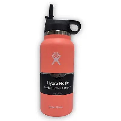 32oz Hydro Flask Water Bottle Wide Mouth Stainless Steel W/Straw Lid 2.0 Hibiscu • $22.99