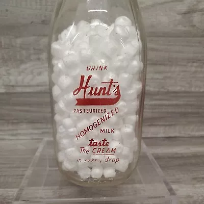 Milk Bottle Hunt's Dairy Skowhegan ME  Homogenized Taste The Cream In Every Drop • $9.99
