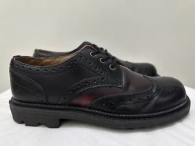 JOHN FLUEVOG Angels Men's 10.5 Oxford Wingtip Brogue Black Burgundy Leather 90s • $299.90