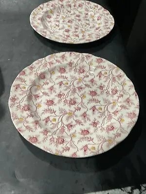 Pair Of Spode Rosebud Chintz Dinner Plates 10 1/2in • $24