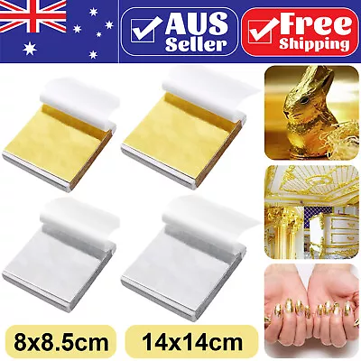 New Up To 500 Sheets Gold Silver Leaf Foil Paper Gilding Art Craft 14cmx14cm • $6.69