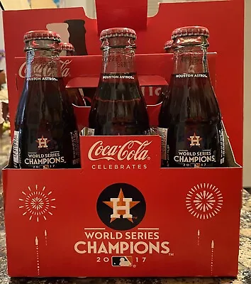 HOUSTON ASTROS 2017 World Series Champions 8 Oz. COCA COCA 6-Pack Glass Bottles • £48.21