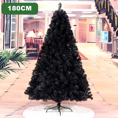 SALE Black Christmas Tree 6FT 1.8M Lush 712 Tips Metal Stand Easy Assembly • $90.99