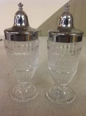 Vintage Fenton Cut Lead Crystal Salt And Pepper Shakers Set Of 2 • $14.95