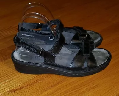 Mobils By MEPHISTO Black Leather Sandals Womans Size 41 /11 • $59