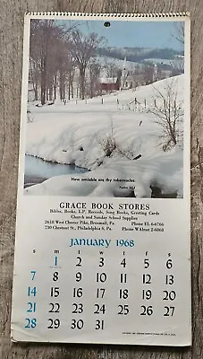 1968 Broomall  Pennsylvania  Advertising Calendar Grace Book Stores • $25