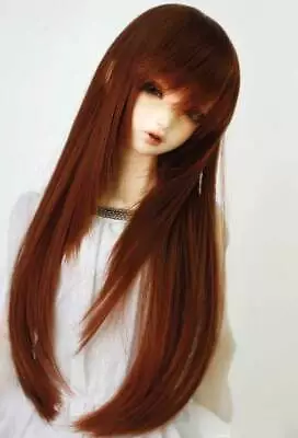 8-9  1/3 BJD Doll Wig Hair 20-22cm Long Red Brown Chestnut Arc Styled Layer Mux1 • $23.22