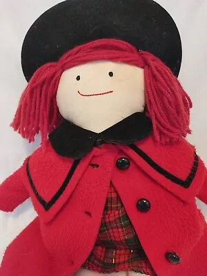 Vintage 1990 Madeline Doll In Christmas Red Coat Plaid Dress Velvet Hat 18   • $17.99