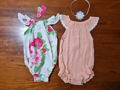 Baby Girls Rompers/Headband Size 0 NEW • $12