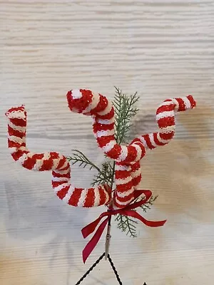 $4.99 • Buy New!  Swirl Striped Ribbon CHRISTMAS Tree ORNAMENT Clip Peppermint Candy Cane