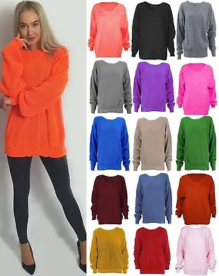 £12.95 • Buy Ladies Chunky Thick Baggy Jumper Knitted Women's Oversize Baggy Sweater