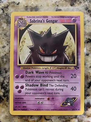 $40 • Buy Pokemon SABRINA'S GENGAR Card GYM CHALLENGE Set 29/132 RARE #7