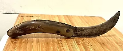 Vintage Old Rare Handmade Folding Hunting  Pocket Knife Bone Horn Handle • $9.95