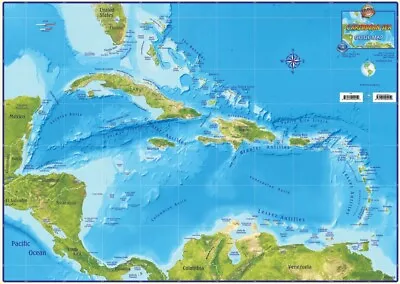 Caribbean Sea Wall Map Laminated Poster • $17.99