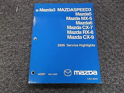 2008 Mazda CX-7 Factory Original Service Highlights Shop Repair Manual • $125.30